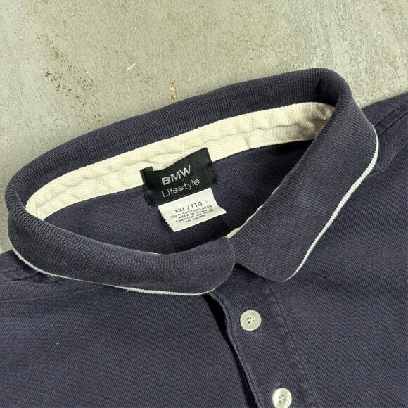 Vintage BMW Lifestyle Long Sleeve Polo Shirt 100% Cotton Blue XXL - Picture 5 of 5